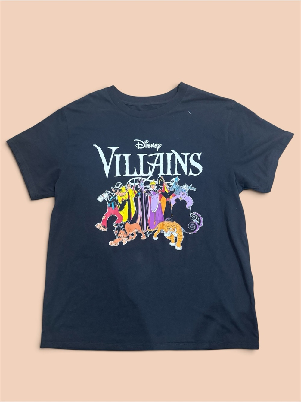 Disney Black Short Sleeve Tee with Colorful Villains Print
